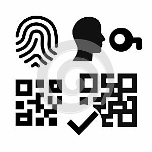 Simple Line Design Biometric Digital Data Security Authentication Icon Set