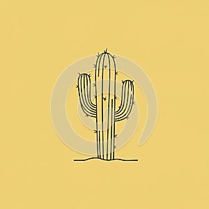 Simple line drawing of a cactus on a solid yellow background. The cactus has a