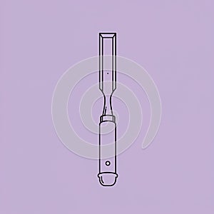 Simple line drawing of a chisel on a purple background. The chisel features a
