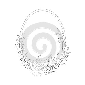 Vector Delicate Floristic Round Frame with Flowers photo