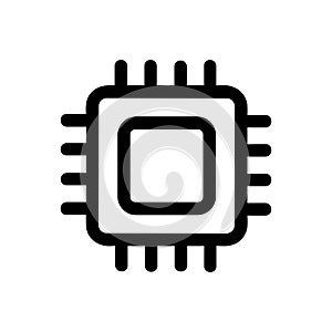 Simple Line Drawing Microchip Computer Part Processor Technology Icon Symbol