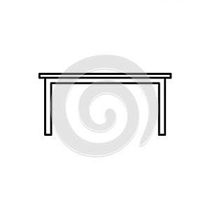 Simple line drawing of a rectangular table. The table is depicted in a minimalist style