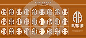 Simple line egg shape stamp letter A AA logo design set