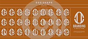 Simple line egg shape stamp letter I II logo design set