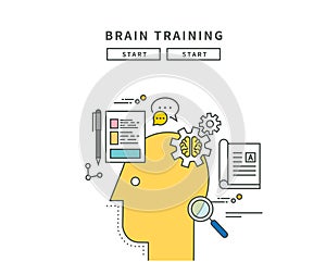 Simple line flat design of brain trainning, modern illustration