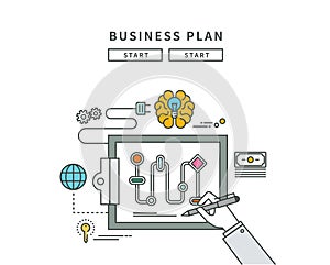 Simple line flat design of business plan, modern illustration