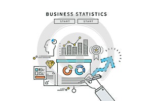 Simple line flat design of business statistics, modern illustration