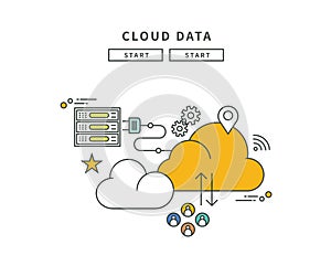 Simple line flat design of cloud data, modern illustration