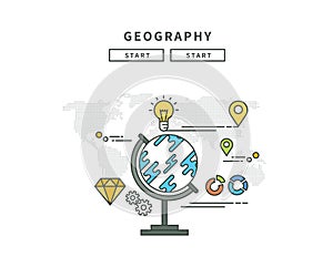 Simple line flat design of geography, modern illustration