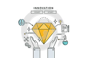 Simple line flat design of innovation, modern illustration