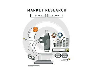 Simple line flat design of market research, modern illustration