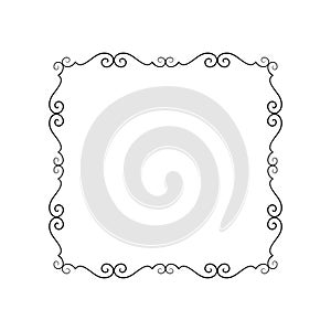 Simple line frame border isolated on white background