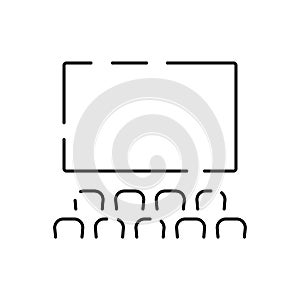 Simple line icon of Cinema Related Vector. Contains such Icons as Movie Theater, TV, Popcorn, Video Clip and more. Entertainment