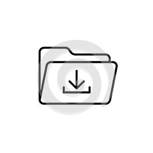 A simple line icon of a folder with a downward pointing arrow, typically symbolizing a