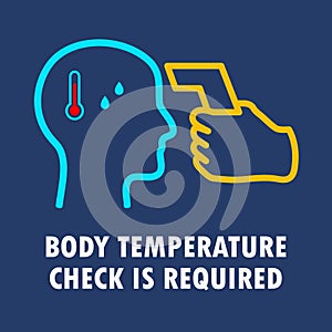 Simple Line Icon Illustration Showing Body Temperature Check Sign