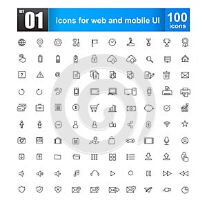 Simple line icons for web design and mobile ui