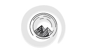 simple line mountain in circle logo symbol icon vector graphic design illustration