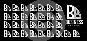Simple line quadrant circle letter B BB logo design bundle photo