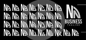 Simple line quadrant circle letter N NN logo design bundle photo