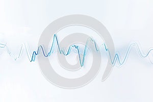 A simple line representing a heartbeat in light blue, set against a clean white background photo