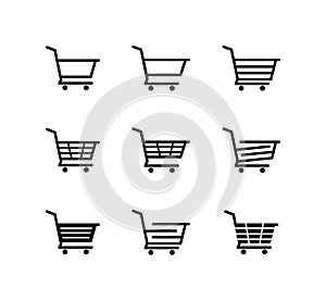 simple line shopping cart vector icon logo design