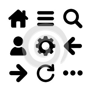 Simple Line Style Basic User Interface Navigation Icon Set Elements