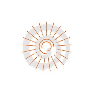 Simple line sun logo design icon vector template
