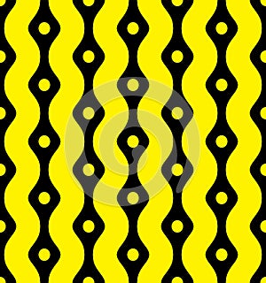 Simple Abstract Yellow Black Wave Shape Horizontal Seamless Pattern | Etpa Series photo