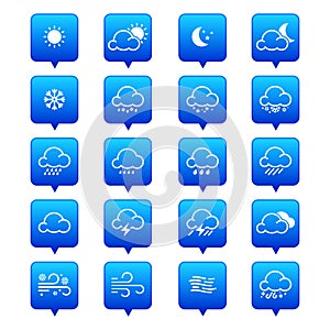 Simple line weather icon set. Vector illustration. Meteorology s