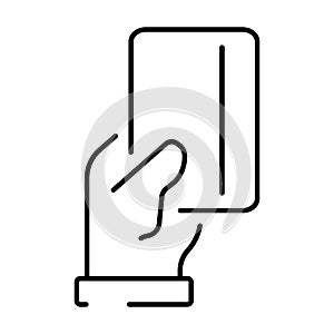 Simple linear icon for paying by credit or debit card.