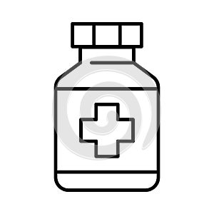 Simple linear pill bottle icon vector pharmacy drugs medication vitamin painkiller antibiotic