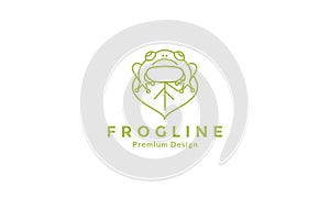Simple lines frog on leaf green logo vector icon symbol graphic design illustration