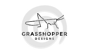 Simple lines insect grasshopper logo vector icon illustration design