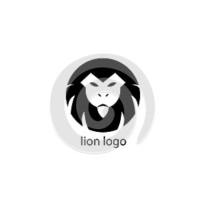 Simple lion logo black and white circle. vector design