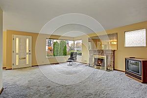 Simple living room with carpet.