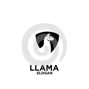 Simple llama alpaca sheld logo black outline line set silhouette logo icon designs vector for logo icon stamp