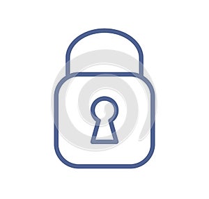 Simple lock icon in line art style. Closed padlock with keyhole. Security, secure code, private safe access or password