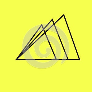 Simple logo 3 mountains of lines on yellow background