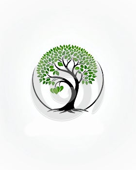 Simple logo design concept of green tree on white background