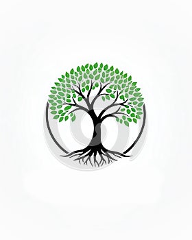 Simple logo design concept of green tree on white background