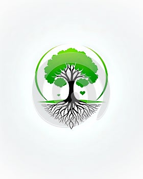 Simple logo design concept of green tree on white background