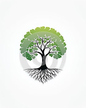 Simple logo design concept of green tree on white background