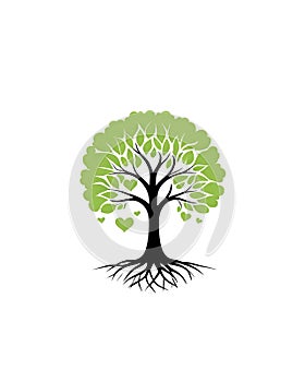 Simple logo design concept of green tree on white background