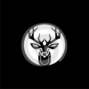 Simple logo design deer combination with font U isolated on dark background