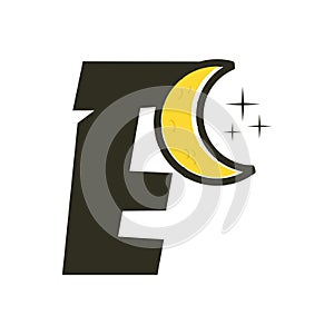 Simple logo initial E moon