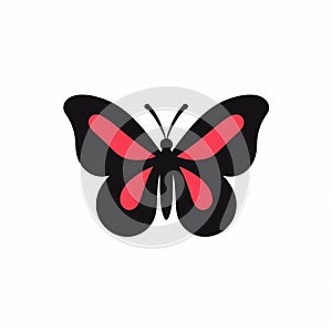 a simple  logoof a white tribal butterfly design on a black background