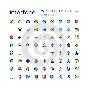 Simple looking interface editable pixel color ui icons set