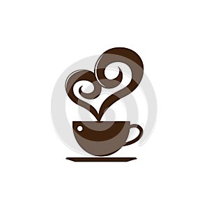 Simple Love Heart Coffee Chocolate Cafe Logo Template