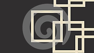 Minimalist Interconnected Geometric Pattern Background. Abstract dark vector design with beige linear squares.