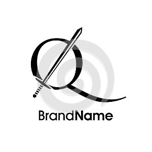 Simple And Luxury Initial Q Sword Logo